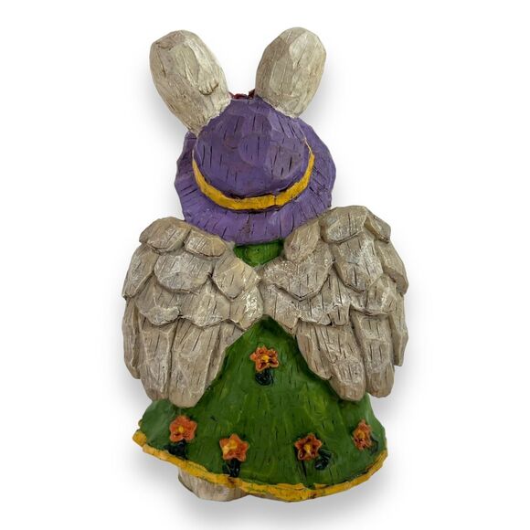 Vintage Rustic Angel Rabbit Figurine Primitive Folk Art Spring Easter Decor 5" - Picture 7 of 12